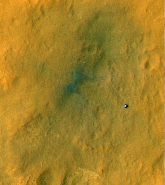 Curiosity Rover as photographed by Mars Reconnaissance Orbiter. 