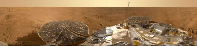 The Phoenix landing site in the northern polar regions of Mars. 